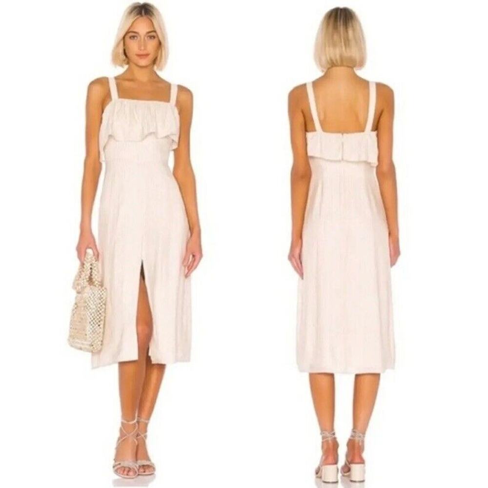 House of Harlow X Revolve Felicia Seersucker Midi Dress Women’s Size XXS Tan
